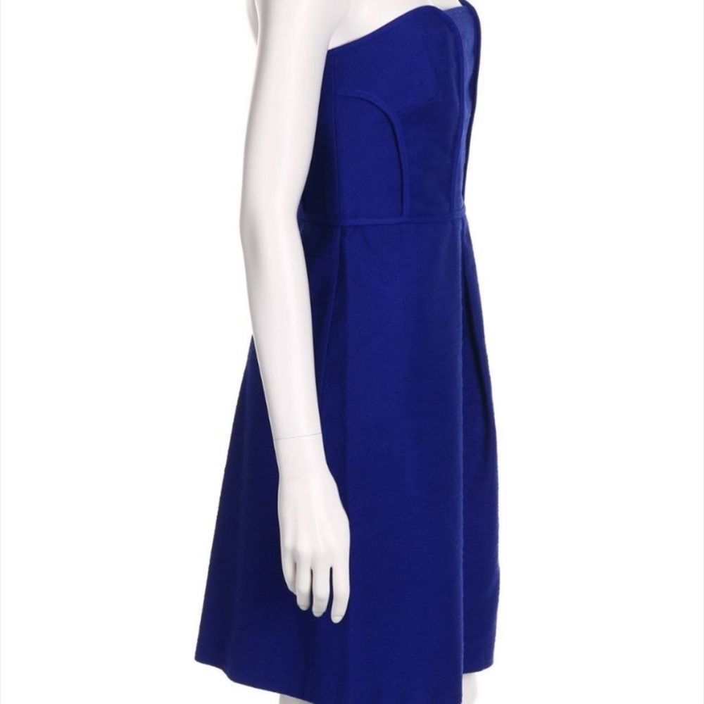 Comptoir Des Cotonniers Strapless Blue Cotton Bustier Dress Size 38